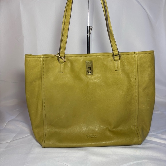 American Leather Company Green Smooth Leather Tote Bag - Picture 2 of 12